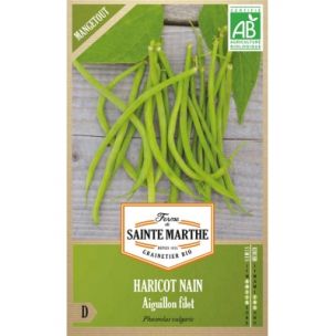 Graines Bio d'Haricots Nain Aiguillon Filet Mangetout (Ferme de Sainte Marthe) - Leaderplant