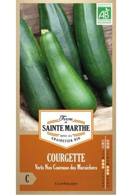 Graines Bio de Courgette Verte non Coureuse des Maraîchers (Ferme de Sainte Marthe) - Leaderplant