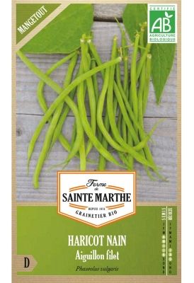 Graines Bio d'Haricots Nain Aiguillon Filet Mangetout (Ferme de Sainte Marthe) - Leaderplant