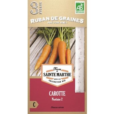 Ruban 3m Graines Bio Carotte Nantaise améliorée (Ferme de Sainte Marthe) - Leaderplant