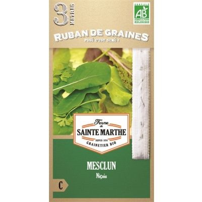 Ruban 3m Graines Bio mélange Mesclun niçois (Ferme de Sainte Marthe) - Leaderplant