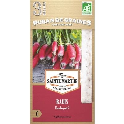 Ruban 3m Graines Bio Radis Flamboyant (Ferme de Sainte Marthe) - Leaderplant