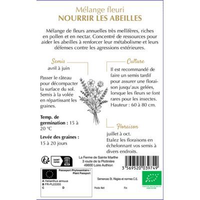 Graine MELANGE FLEURI - NOURRIR LES ABEILLES (Ferme de Sainte Marthe) - Leaderplant