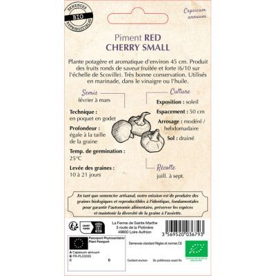 Graines Bio de Piment Red Cherry Small (Ferme de Sainte Marthe) - Leaderplant