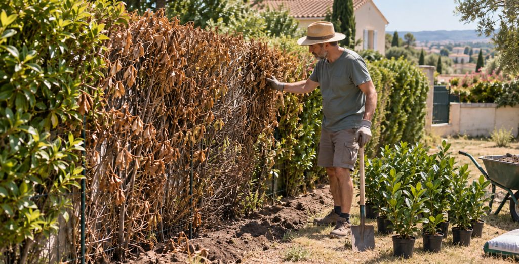Comment remplacer une haie brûlée par la chaleur ?