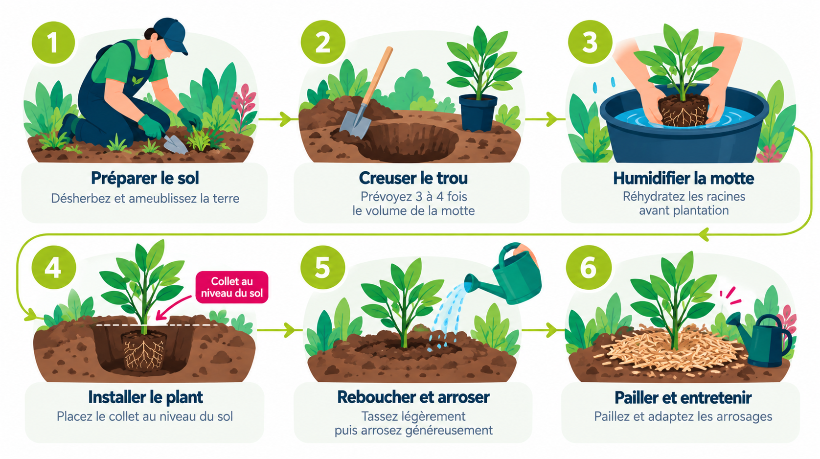 Guide illustré des étapes de plantation d'un arbre ou arbuste Leaderplant